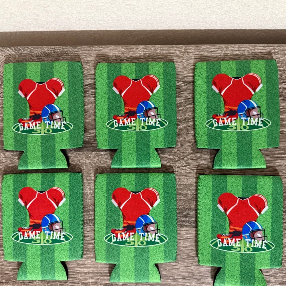 NWOT (6) Football Themed Koozie Can Covers Bundle